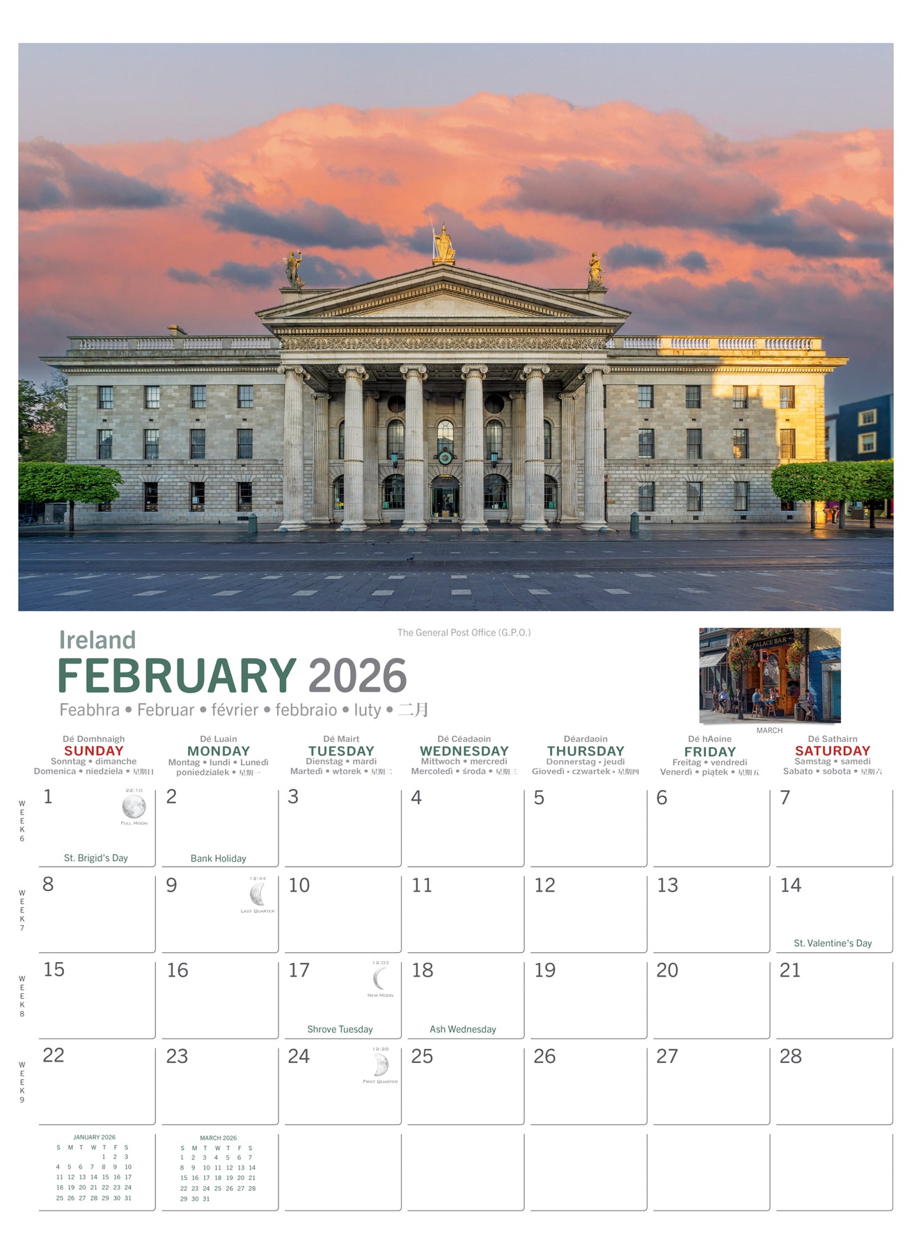 thumbnail image 2 of Ireland Calendar 2026 | The Emerald Isle | 12" X 24" Irish Travel Wall Calendar 12 Month Castles Dublin Irish Blessings 2026 2027 Calendar Small Family Owned B 2 of 10